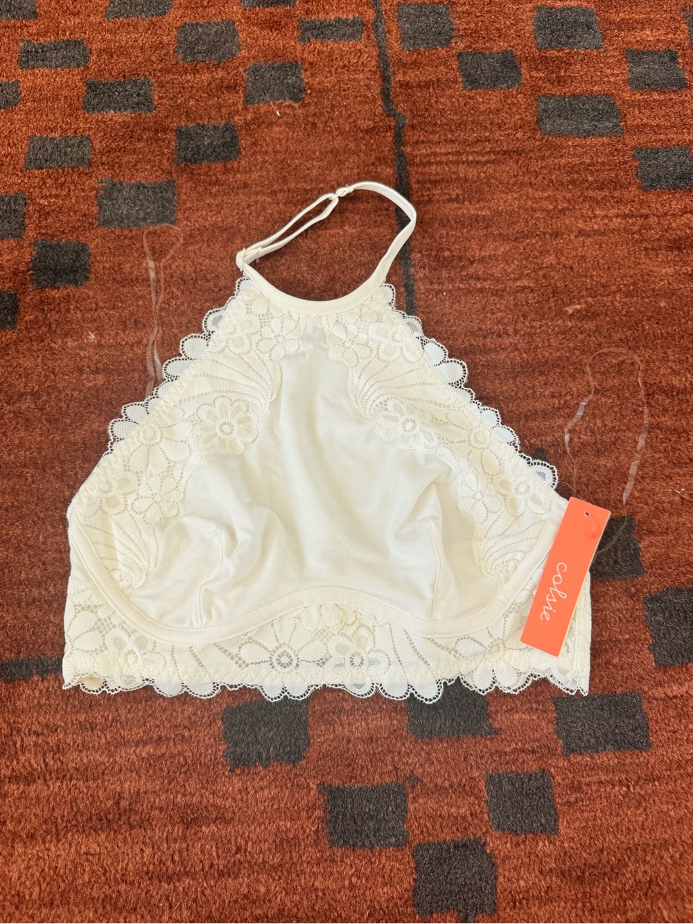 Colsie White Lace High-Neck Bralette